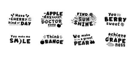 Black motivational, inspirational quote, phrase stylized typography. You berry sweet, think orange illustration. Optimistic t shirt print, inspiring greeting cardのイラスト素材