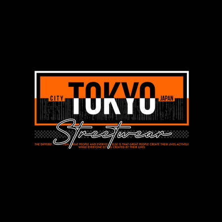 Tokyo city ajapan typhography vintage fashionのイラスト素材