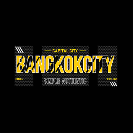bangkok city typhography vintage fashionのイラスト素材