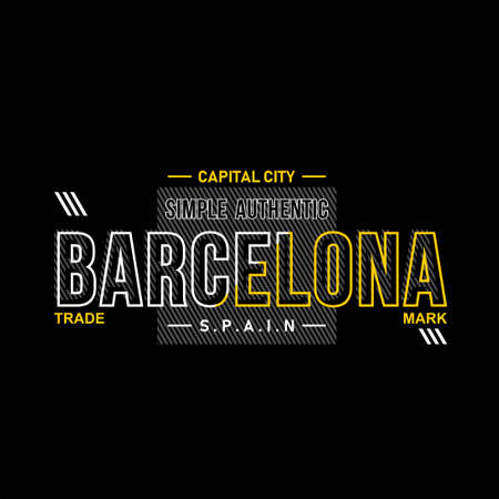 barcelona simple authentic typhografhy vintage fashionのイラスト素材