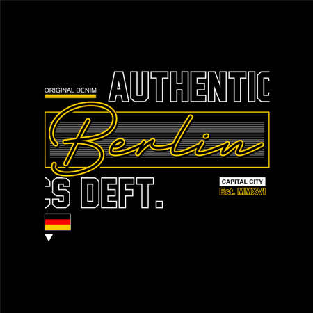 berlin authentic vintage fashion t-shirt designのイラスト素材
