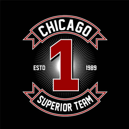 chicago superior team number one vintageのイラスト素材