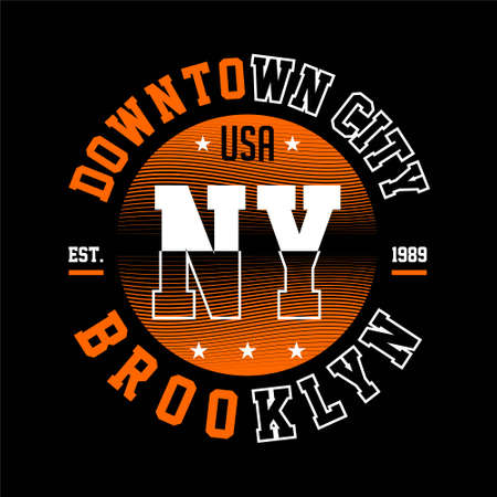 downtown city brooklyn ny usa vintageのイラスト素材