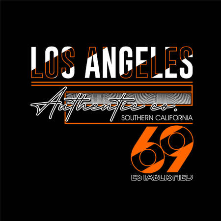 los angeles authentic co vintage fashion t-shirt designのイラスト素材