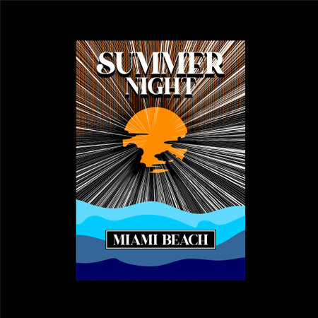 Summer night beach party flyer design template. Vector illustration EPS10.のイラスト素材