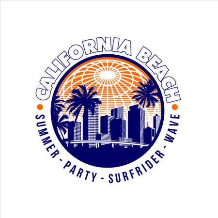 california beach simple vintage fashionのイラスト素材