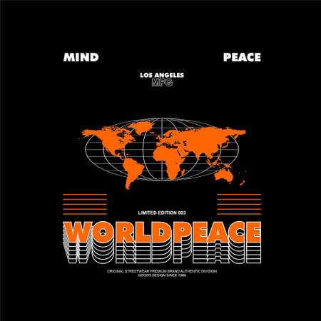 world peace simple vintage fashionのイラスト素材