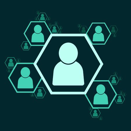 Pyramid of hexagonal cells. Working in a team.のイラスト素材