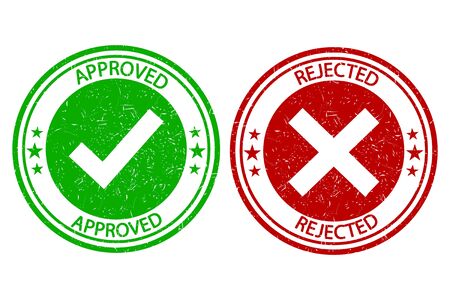 Vector illustration of approved, rejected stamps. Check mark.のイラスト素材