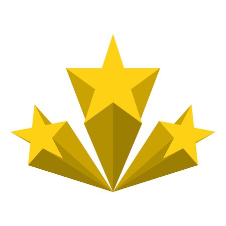 Three golden rating stars, vector illustration.