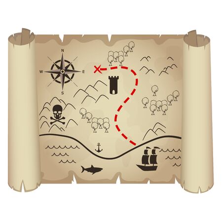 Vector illustration of old treasure map.のイラスト素材