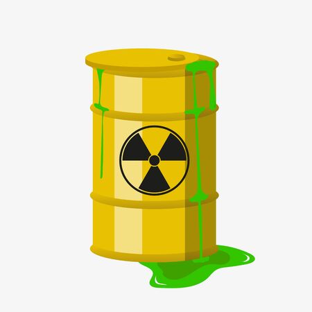 Chemical waste yellow barrel. Toxic refuse keg.のイラスト素材