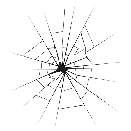 Crime circle break crystal pane isolated on white background. Vector.のイラスト素材