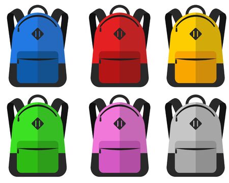Vector illustration of school bags set. Isolated.のイラスト素材