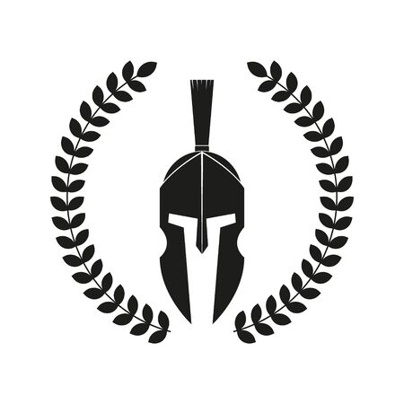 Icon a Spartan helmet in a laurel wreath.のイラスト素材