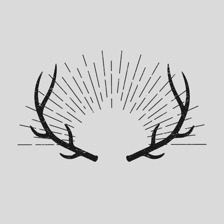 Vector illustration of deer horns with sunburst. Isolated.のイラスト素材