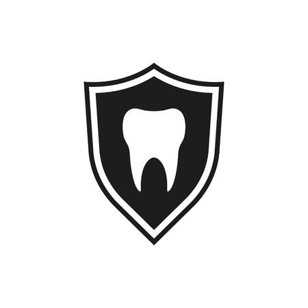 Vector illustration of a tooth in shield icon. Isolated.のイラスト素材