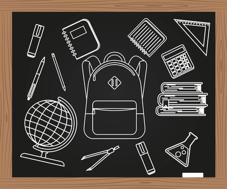 Back to school concept. Chalk board. Vector illustration.のイラスト素材