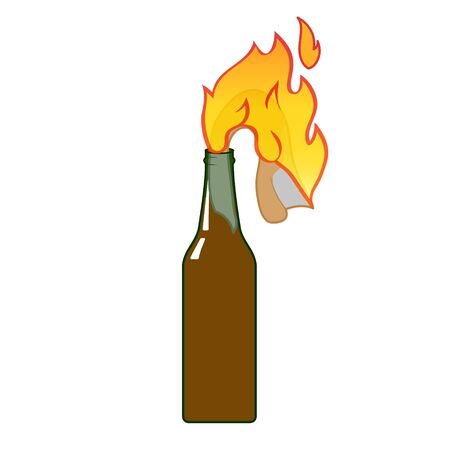Fire bottle icon flat isolated on white background vector.のイラスト素材