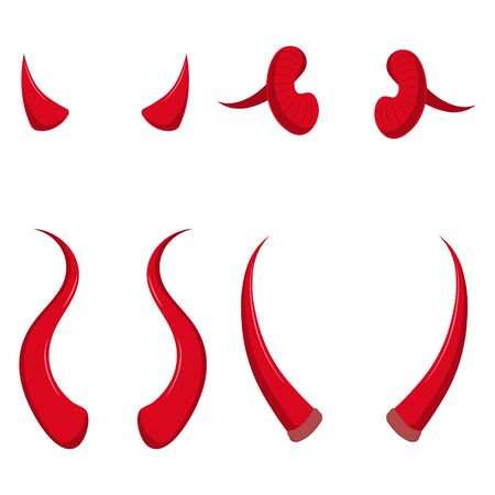 Vector illstration of devil horns set. Isolated.のイラスト素材