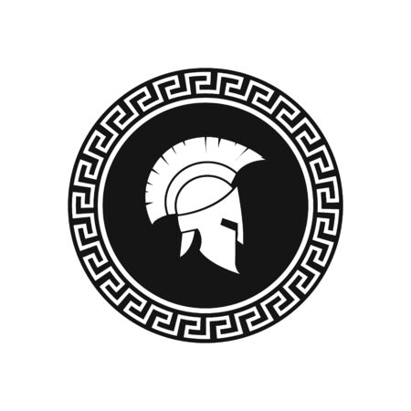 Vector illstration of Greek helmet and shield helmet icon. Isolated.のイラスト素材