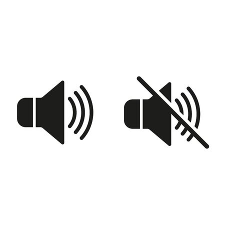 Vector illstration of sound and mute icon. Flat design.のイラスト素材