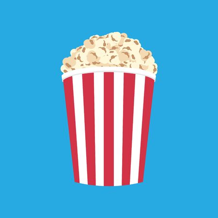 Striped red and white vector bag of popcorn. Isolated.のイラスト素材