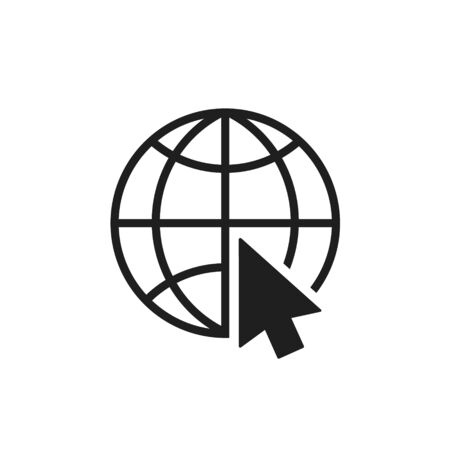 Globe with cursor icon. Vector illustration. Isolated.のイラスト素材