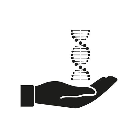Vector illstration of DNA on hand icon. Flat design. Isolated.のイラスト素材
