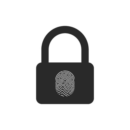 Vector illstration of fingerprint on lock icon. Flat design. Isolated.のイラスト素材
