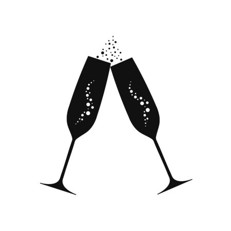 Vector illstration of champagne glasses icon on white background.のイラスト素材