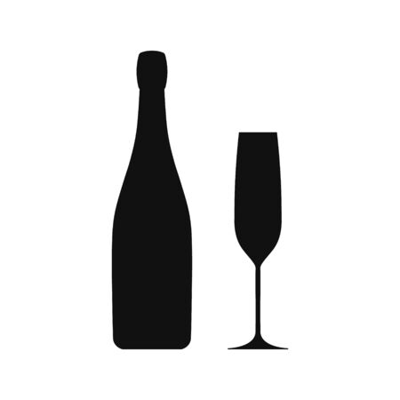 Champagne goblet and bottle icon. Vector illustration.のイラスト素材