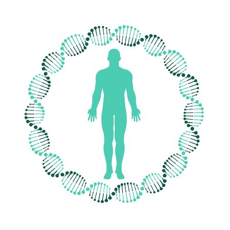 Vector illstration of dna and human body. Flat design. Isolated.のイラスト素材