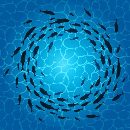 Vector illstration of fish in sea background. Isolated.のイラスト素材