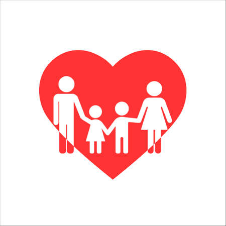 Family in heart icon. Vector illustration on withe background. Isolated.のイラスト素材