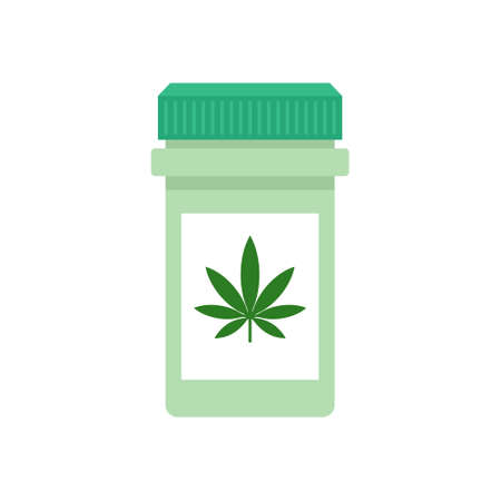 Pill bottle with medical marijuana pills. Vector.のイラスト素材