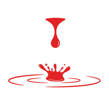 Blod drop falling with splash icon. Vector illustration.のイラスト素材