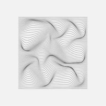 Abstract black wavy lines on white background. Vector.のイラスト素材