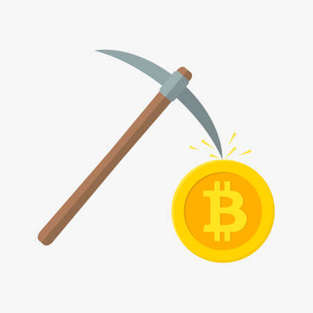 Cryptocurrency mining icon. Vector illustration. Flat design.