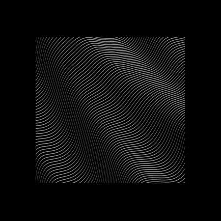 Wavy white lines on black background. Vector illustration.