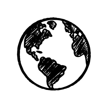 Vector illustration of globe in hand-drawn style.のイラスト素材