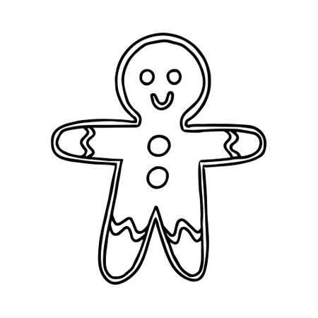 Vector illustration of gingerbread man in a hand-drawn style.のイラスト素材