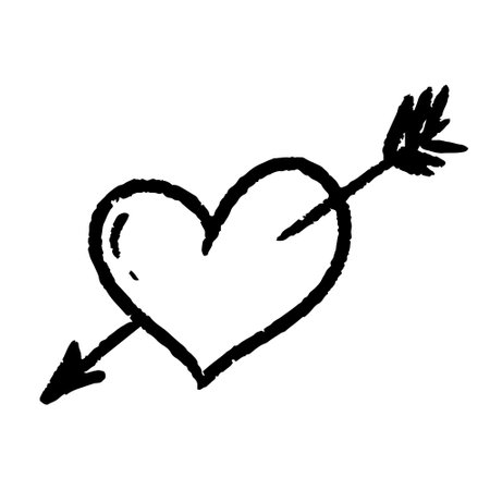 Vector illustration of heart and arrow in a hand-drawn style.のイラスト素材