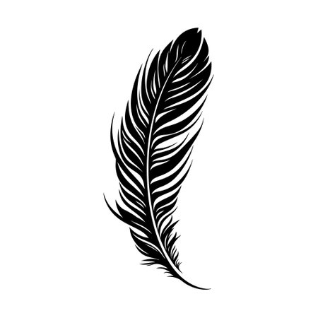 Vector illustration of beautiful black bird feather.のイラスト素材