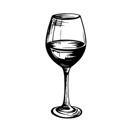 Illustration of wine glass in engraving style.のイラスト素材