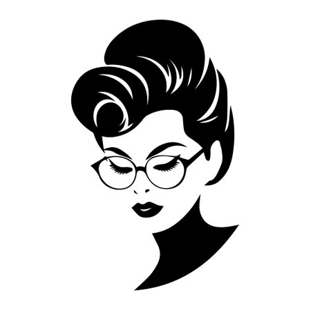 Illustration of beautiful woman face in black and white style.のイラスト素材