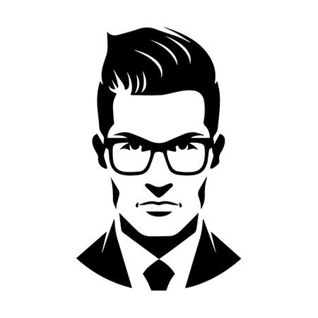 Fashionable man avatar in black and white style.のイラスト素材