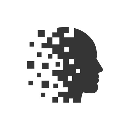 Head disintegration icon in flat style. Vector.のイラスト素材