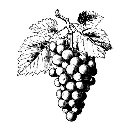 Illustration of a grape in engraving style.のイラスト素材