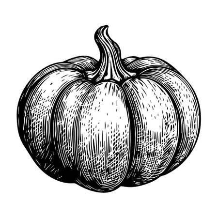 Illustration of a pumpkin in engraving style.のイラスト素材